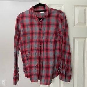 NWT Red/Grey Plaid J. Crew Factory Perfect Shirt - Large